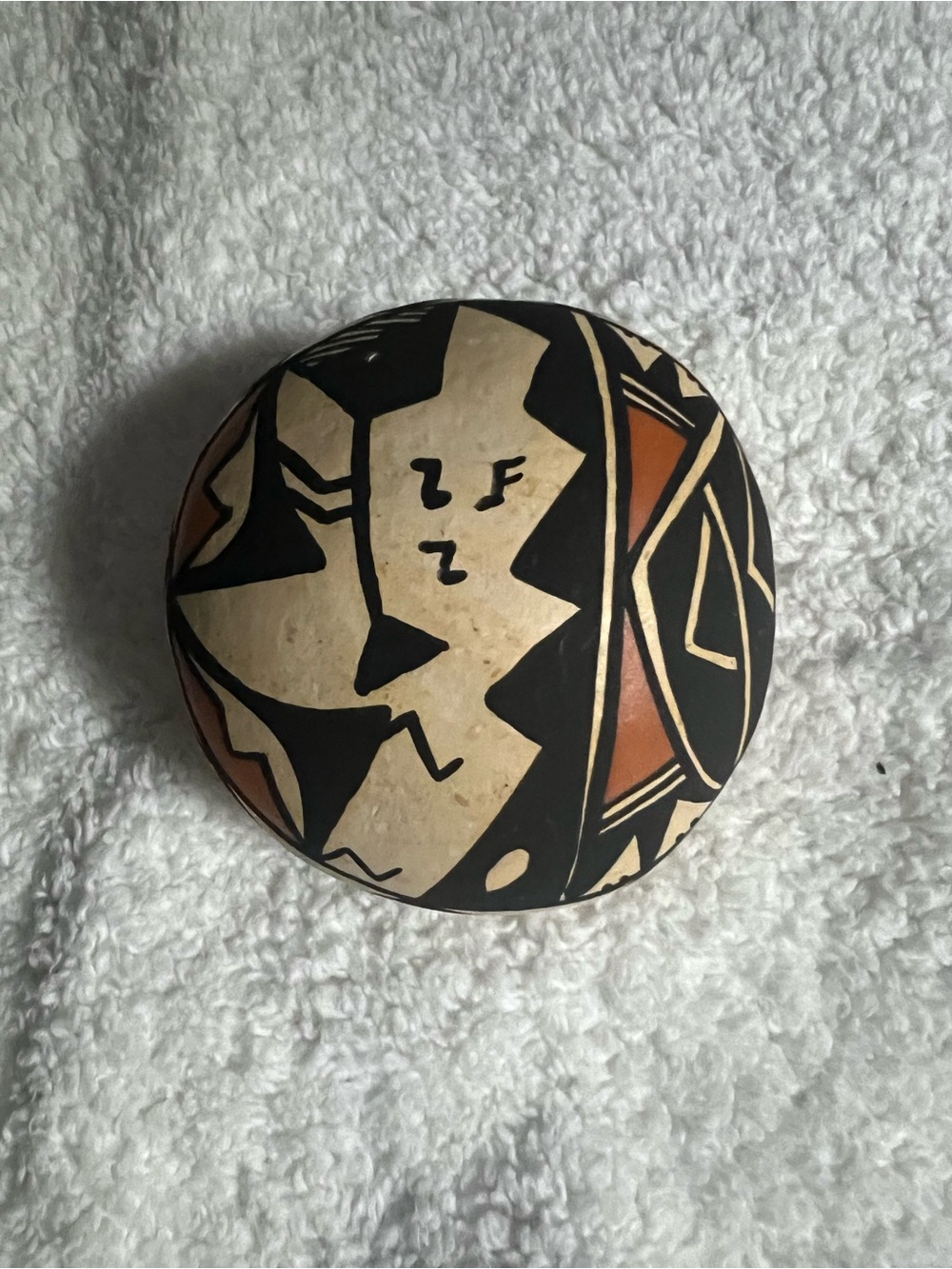 Hand- painted Native American Acoma Pueblo pottery seed pot.